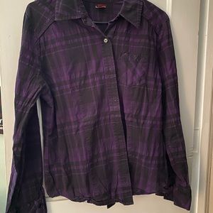Sweet Love Purple Plaid Button Up Junior’s XXL